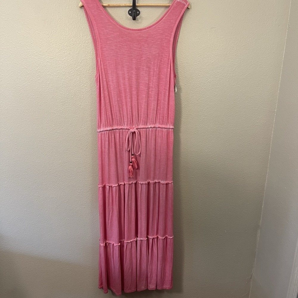 Knox Rose Maxi Pink Summer Dress Tiered Low Back Boho Beach Vacation Pool Size M